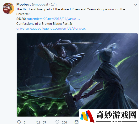 《英雄联盟（LOL）》瑞文和亚索故事最终章更新 绿光剑影插画酷炫