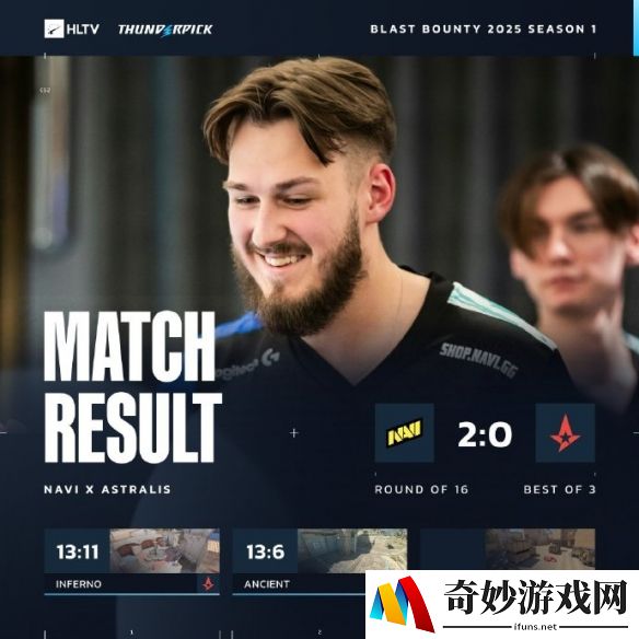 BLAST赏金赛16进8焦点之战：Astralis不敌NAVI无缘线下舞台
